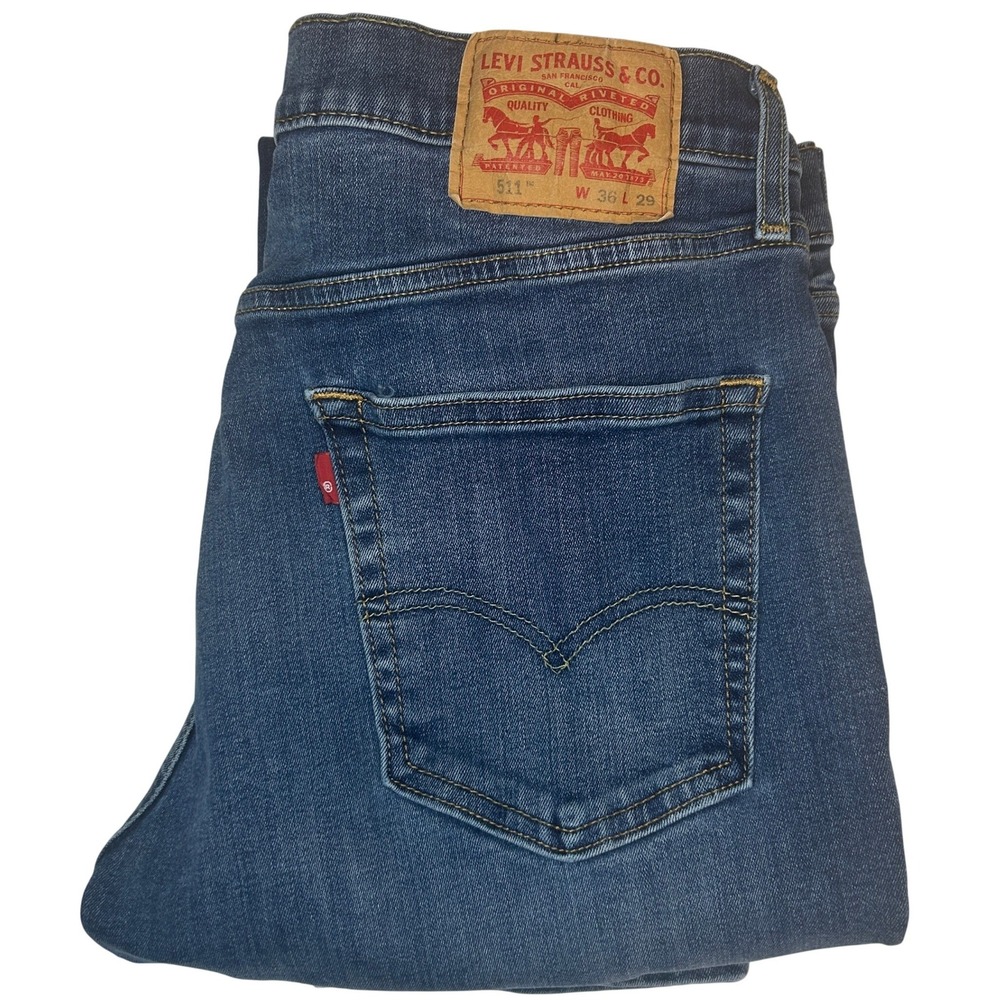 Levi's 511 Slim Fit Jeans 36x29 Mens Blue Medium Wash Stretch Denim 04511-2595